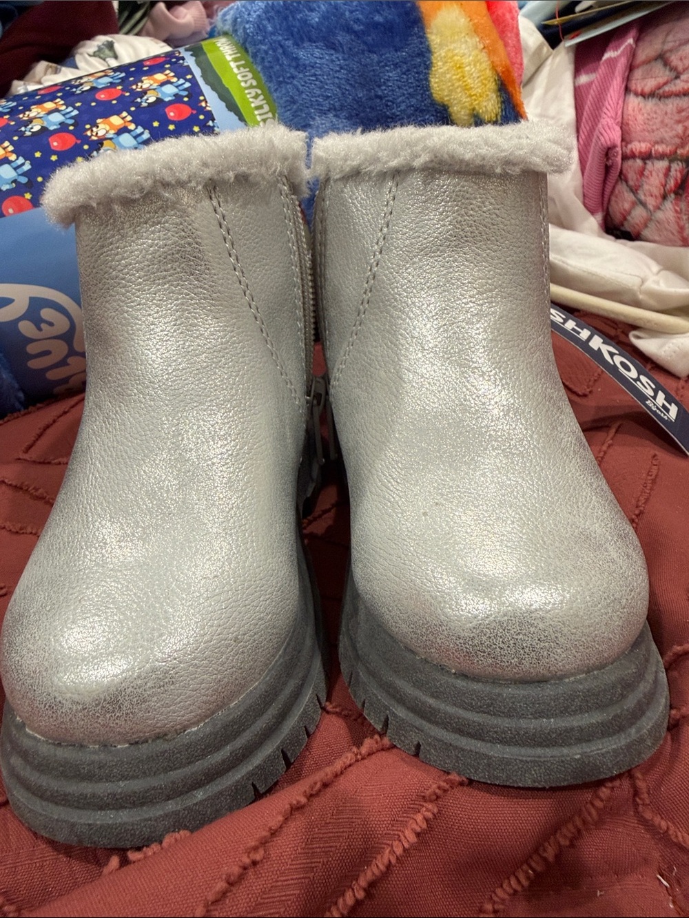 OshKosh Silver Metallic Faux Fur Lined Boots